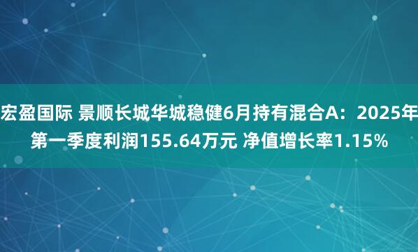 宏盈国际 景顺长城华城稳健6月持有混合A：2025年第一季度利润155.64万元 净值增长率1.15%